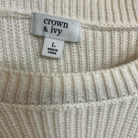 Crown and Ivy Pink and Cream Women's Cotton Ombre Sweater Size Large - Picture 3 of 3